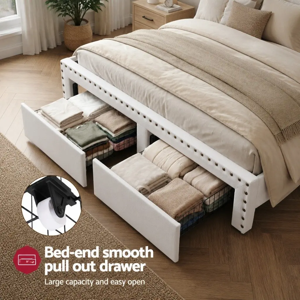 King Upholstered Bed Frame with Storage Options