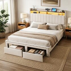 Reliable Queen Bed Frame with Storage and Comfort