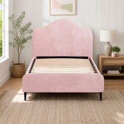 Reliable Pink Velvet King Single Bed Frame for Value