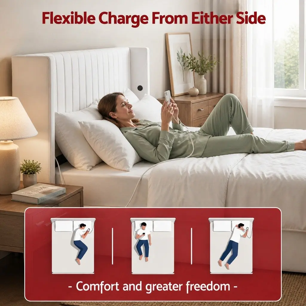 Queen Bed Frame with Gaslift Storage Dual USB Type-C Charging Ports Velvet
