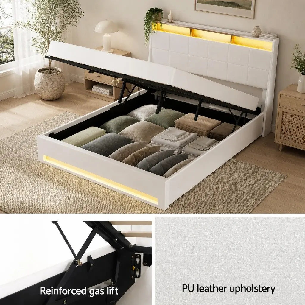 Double Bed Frame with Smart Storage and Lights