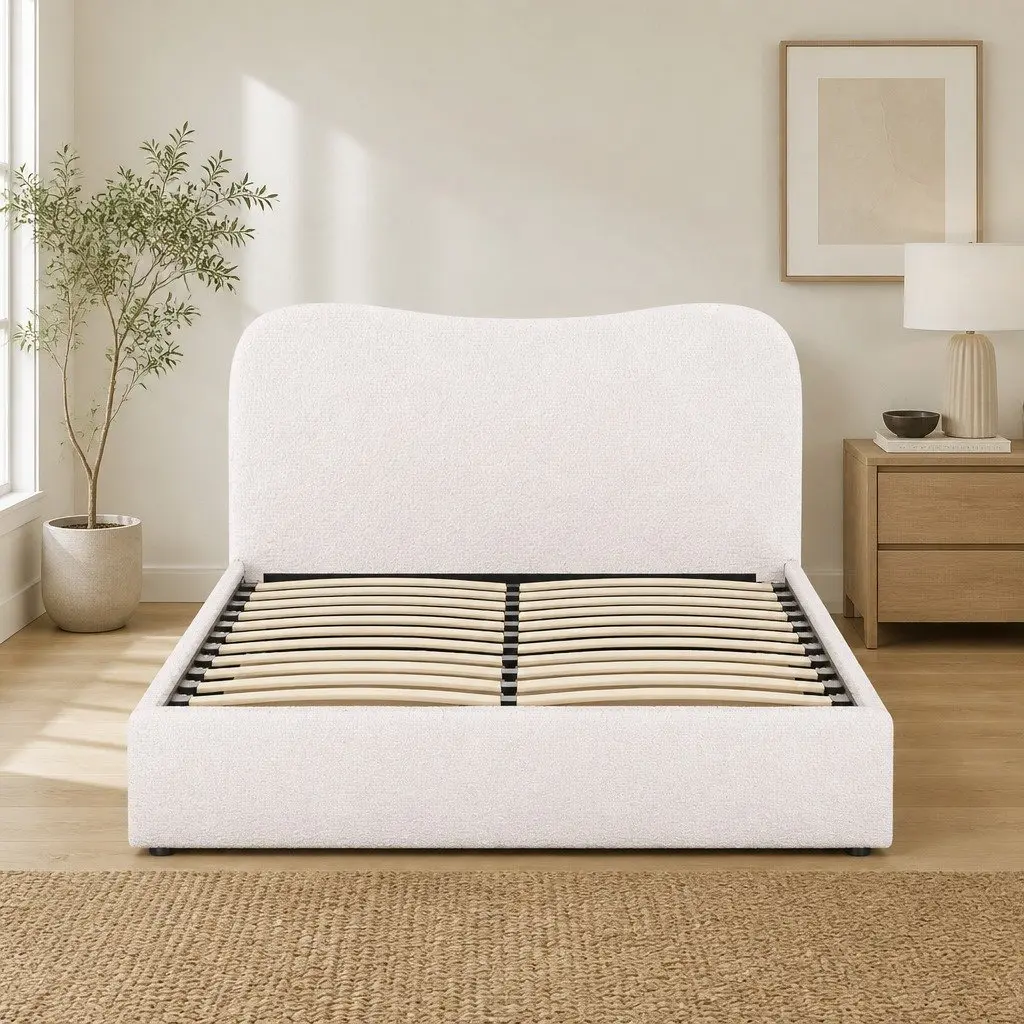 Double Bed Frame with Boucle Finish