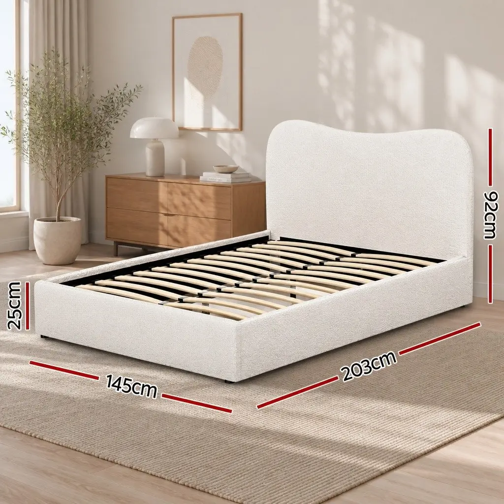 Double Bed Frame with Boucle Finish