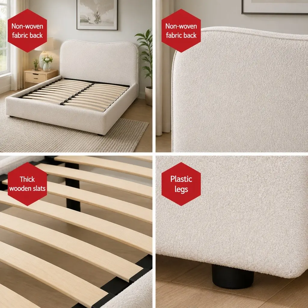 Double Bed Frame with Boucle Finish
