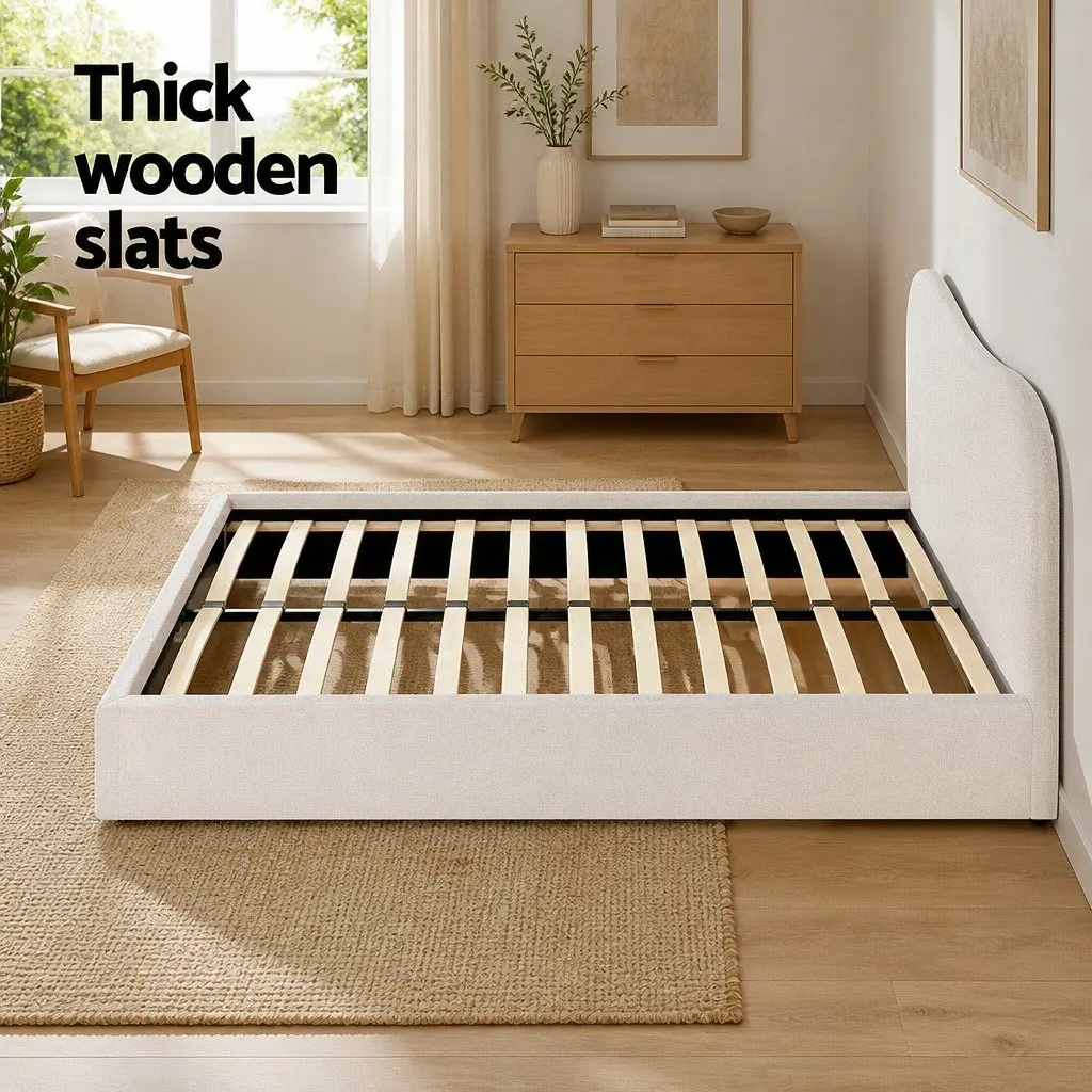 Double Bed Frame with Boucle Finish