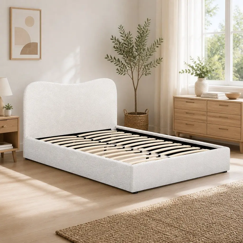 Double Bed Frame with Boucle Finish