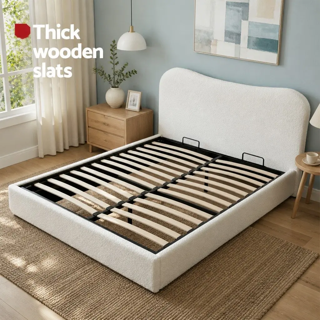 Double Bed Frame with Gaslift Storage