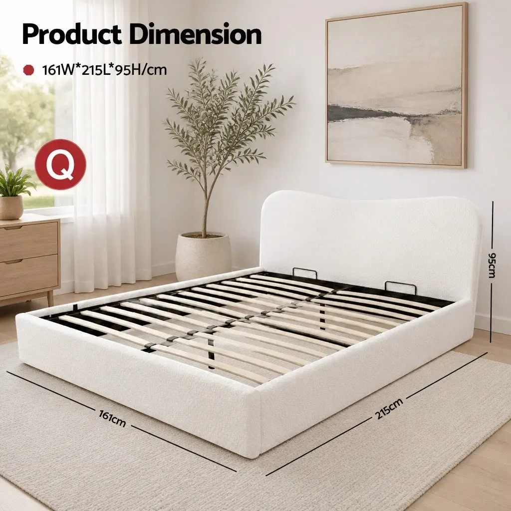 Queen Bed Frame with Storage and Padded Headboard