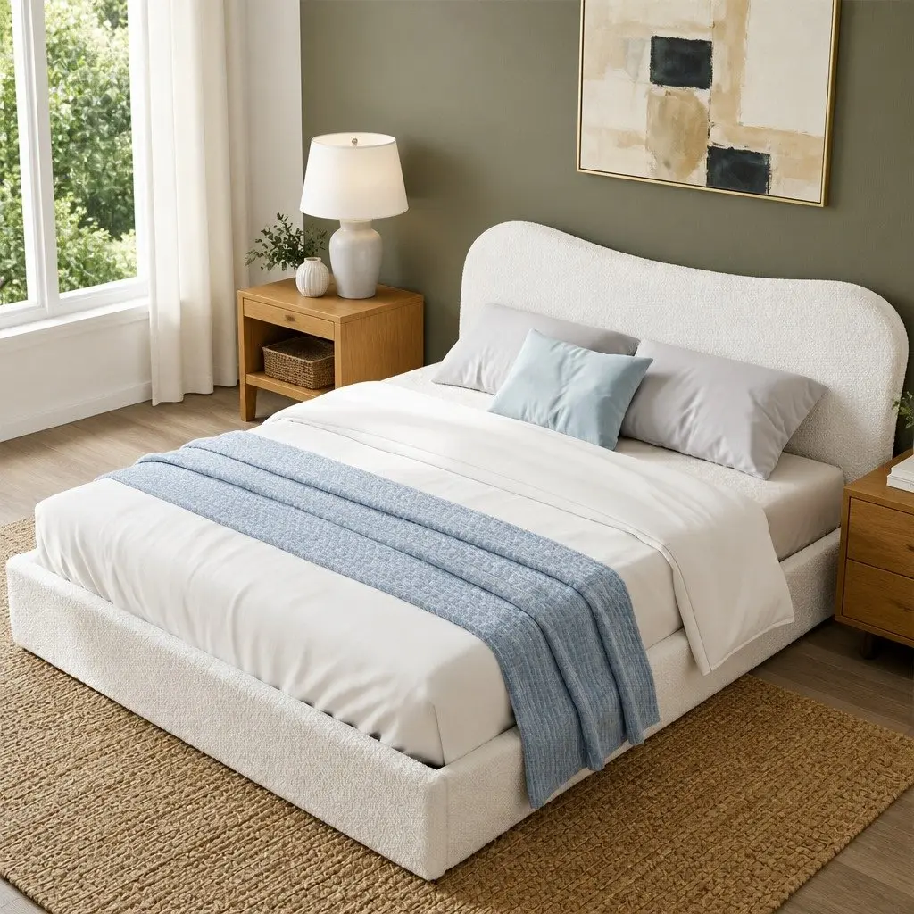 Queen Bed Frame with Storage and Padded Headboard