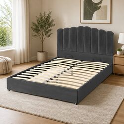 Value-Packed Grey Velvet Double Bed Frame