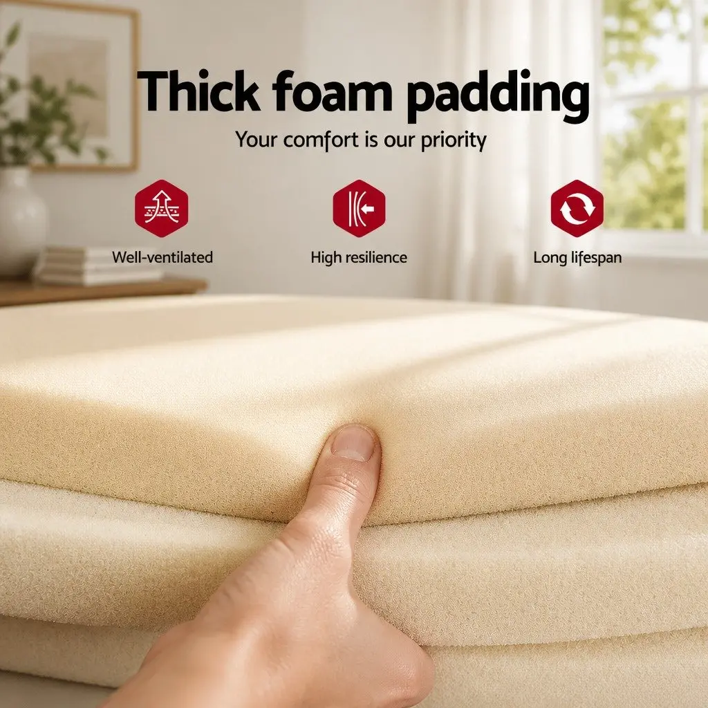 Upholstered Bed Frame Queen Size White Boucle Fabric Bedroom Furniture