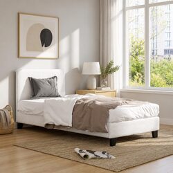 Comfortable White Boucle Upholstered Bed Frame