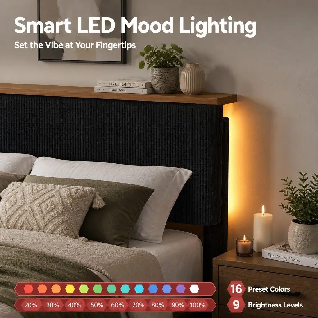 Double Bed Frame with Mood Lighting