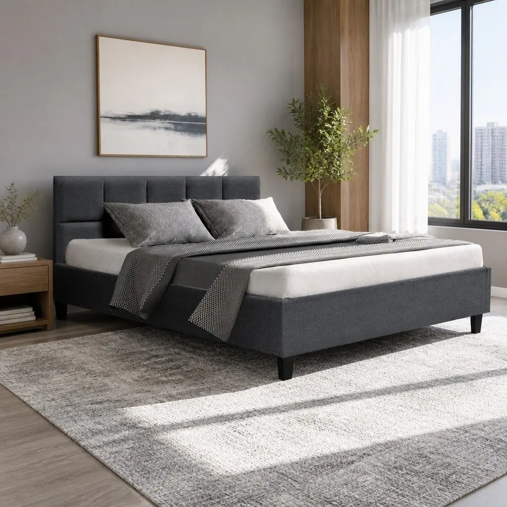 Charcoal Double Bed Frame with Sturdy Build