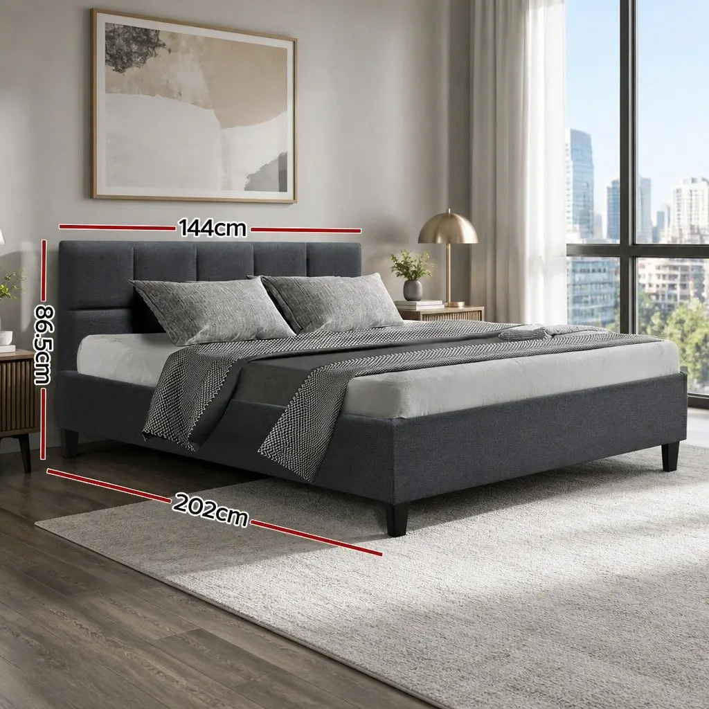 Charcoal Double Bed Frame with Sturdy Build