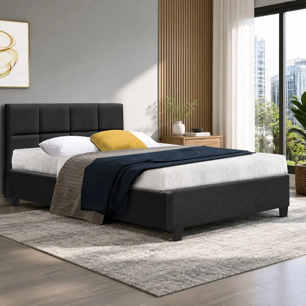 Charcoal Double Bed Frame with Sturdy Build