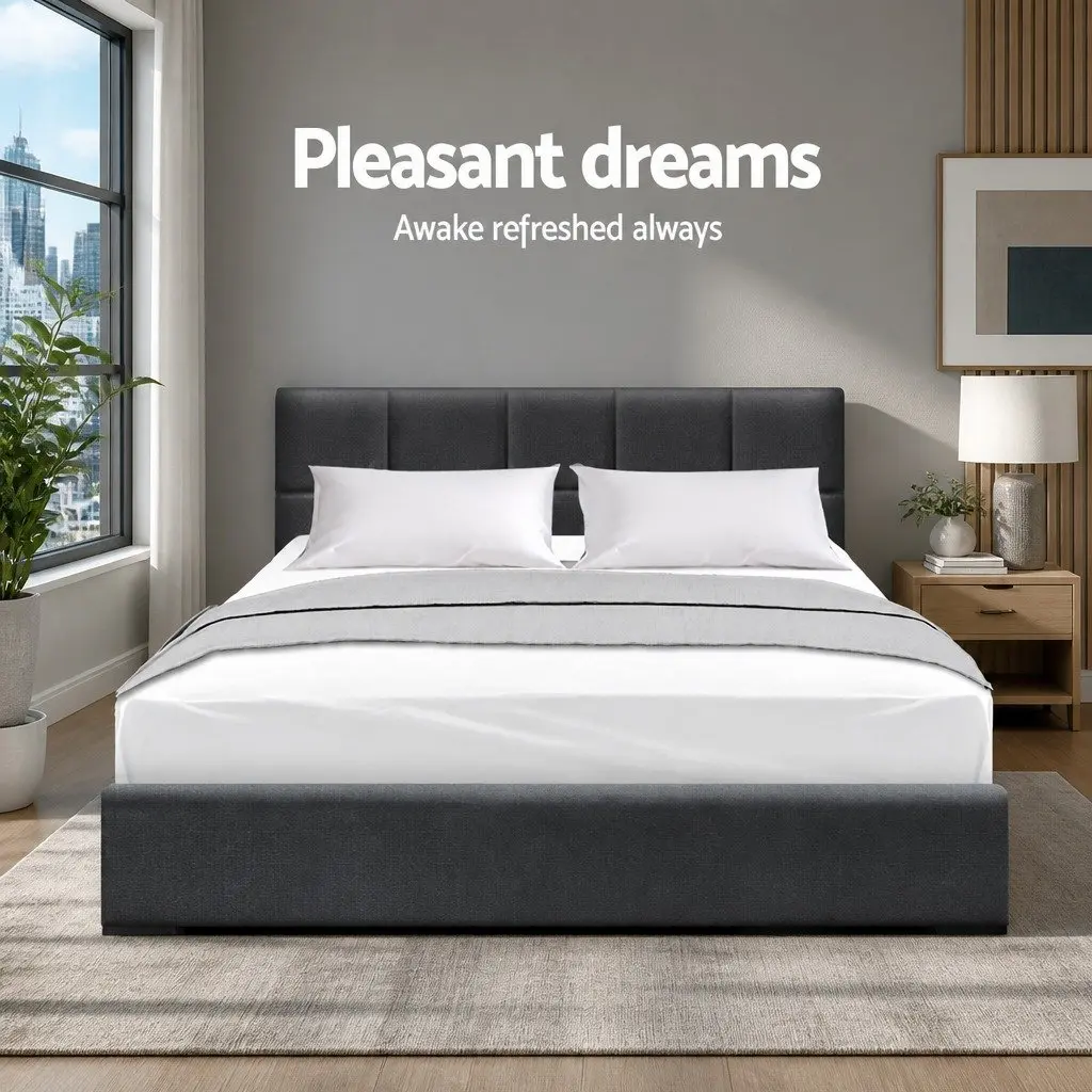 Charcoal Double Bed Frame with Sturdy Build