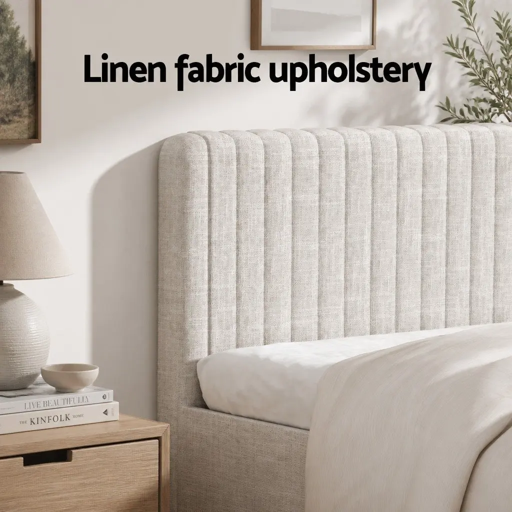 Queen Bed Frame Mattress Set Upholstered Platform Base Pocket Coil Medium Firm 222.5 x 165 x 104 cm
