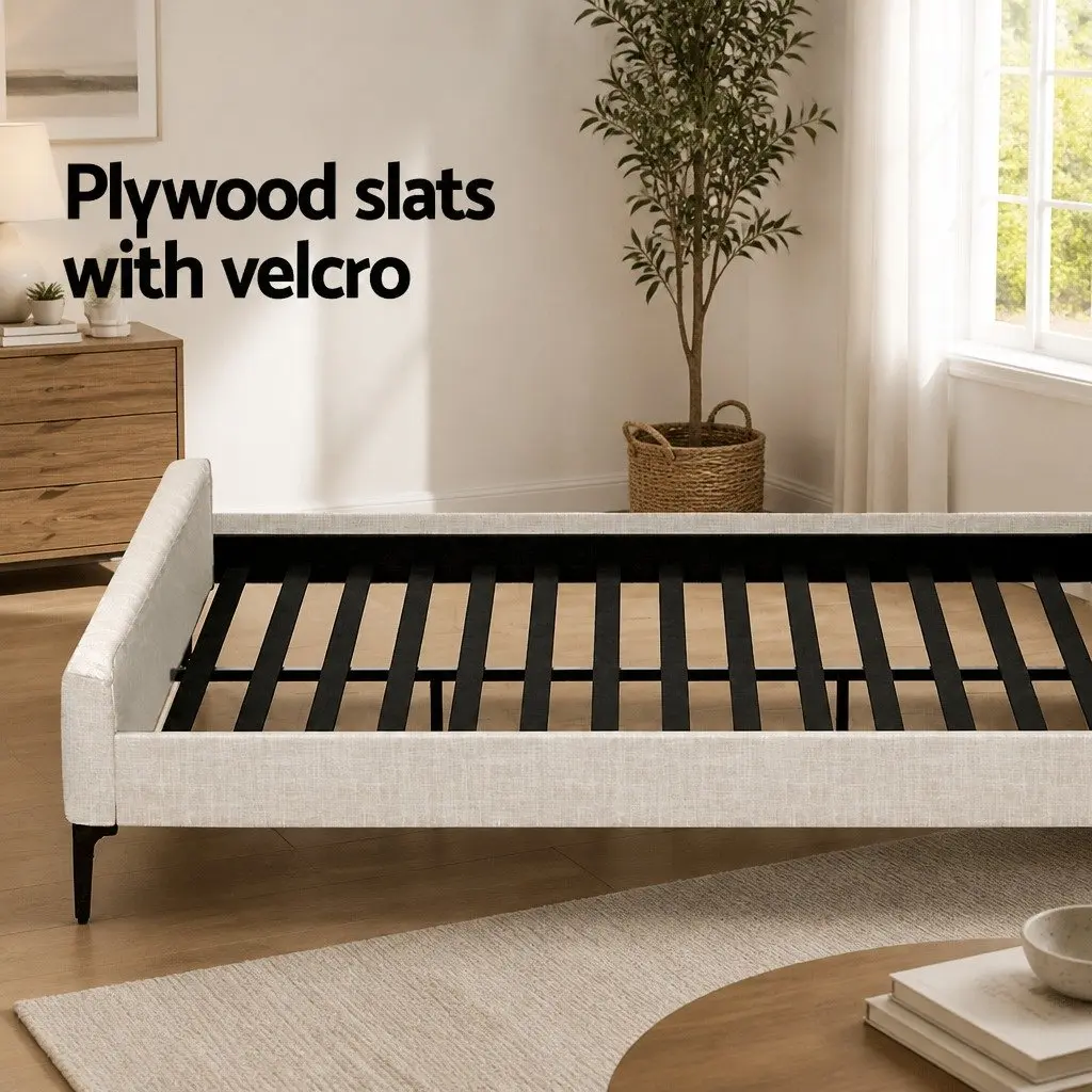 Queen Bed Frame Mattress Set Upholstered Platform Base Pocket Coil Medium Firm 222.5 x 165 x 104 cm