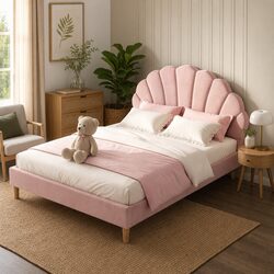 Comfortable Double Bed Frame with Round Coffee Table Set