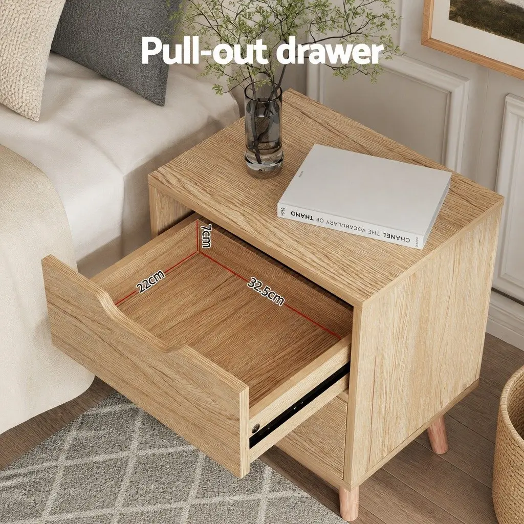 Queen Gas Lift Storage Bed Frame with Bedside Table Boucle Upholstered 216cm L x 160cm W x 99cm H Beige with Black Table