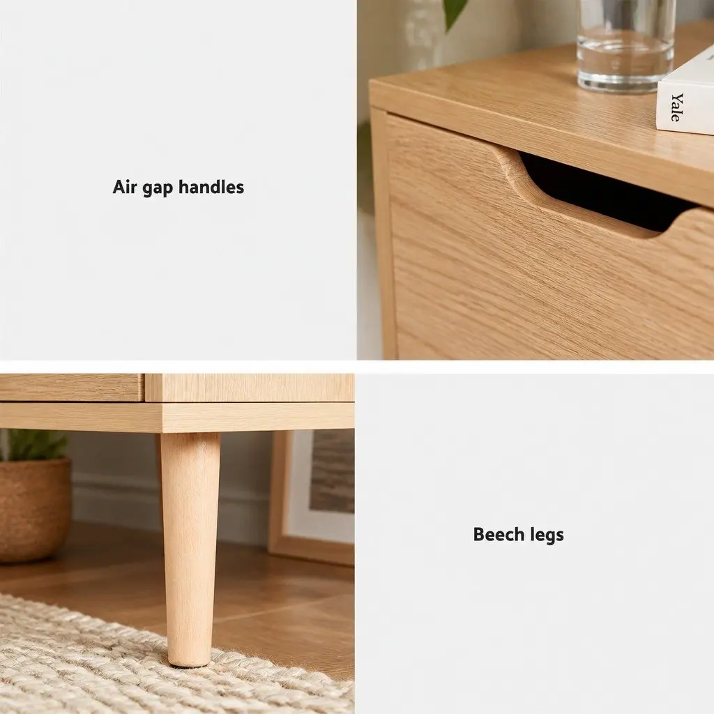 Queen Gas Lift Storage Bed Frame with Bedside Table Boucle Upholstered 216cm L x 160cm W x 99cm H Beige with Black Table