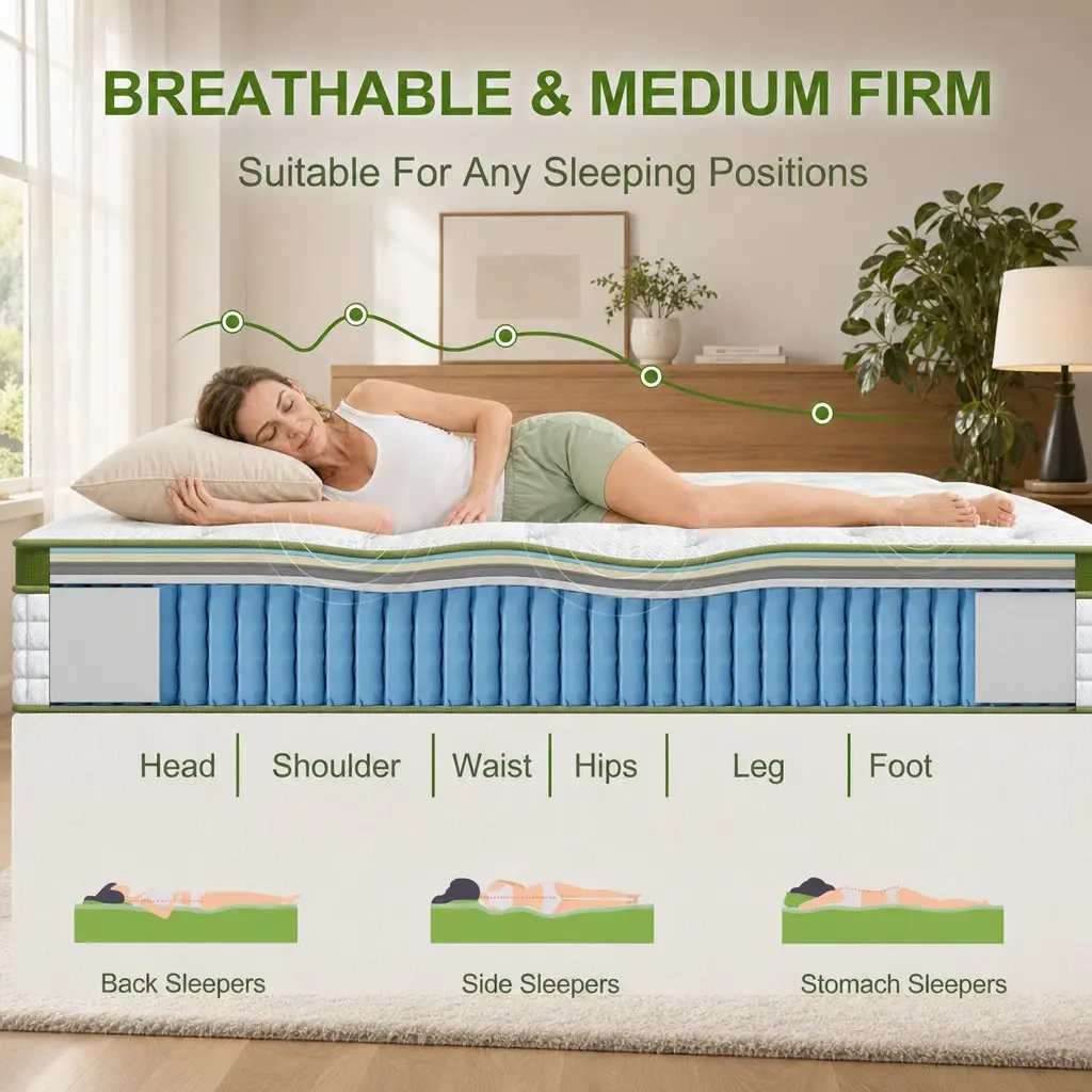 Single Bed Frame Hybrid Mattress 30cm Grey Upholstered Platform