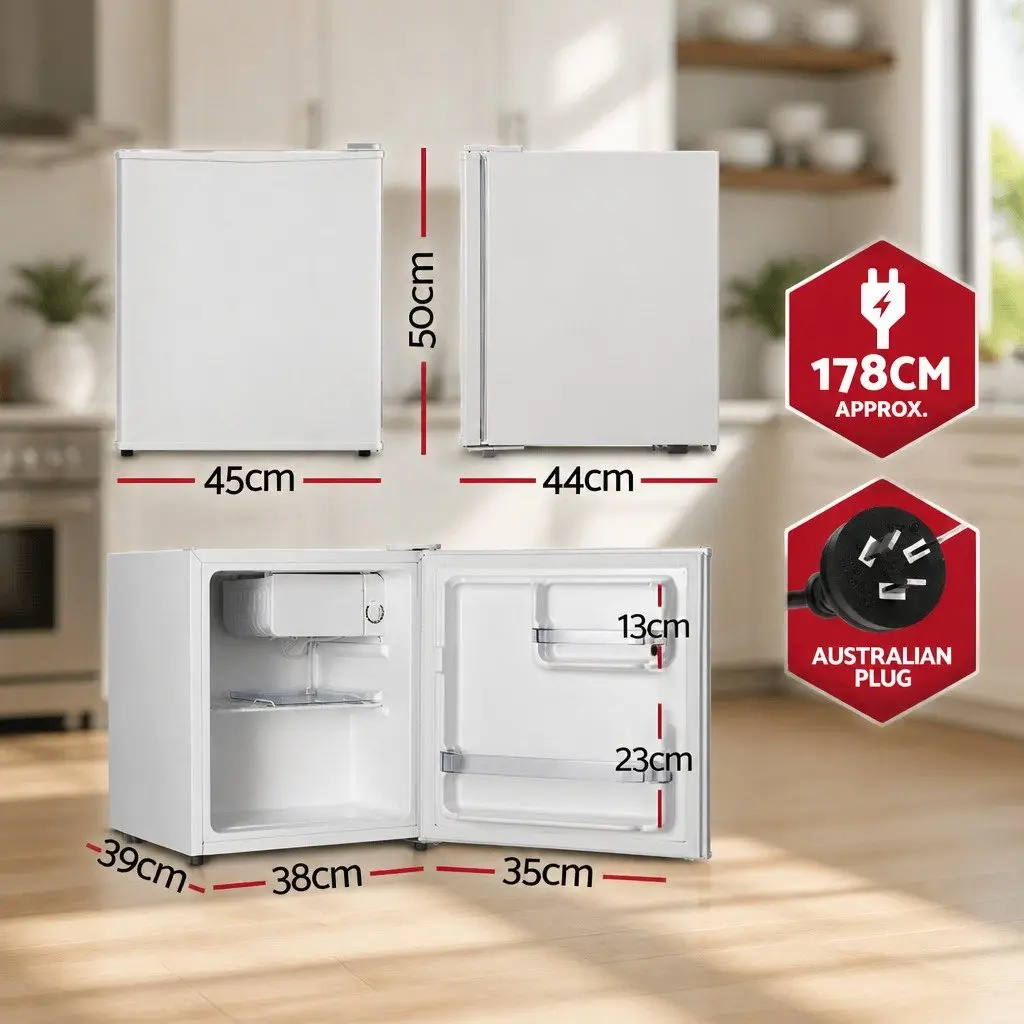 48L Bar Fridge Portable Compact Mini Refrigerator White for Caravan Apartment Office