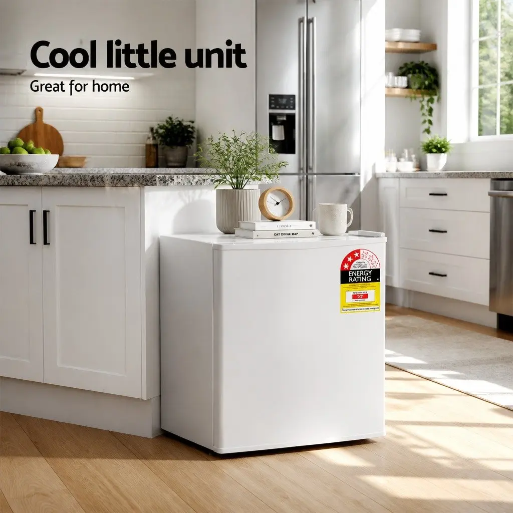 48L Bar Fridge Portable Compact Mini Refrigerator White for Caravan Apartment Office