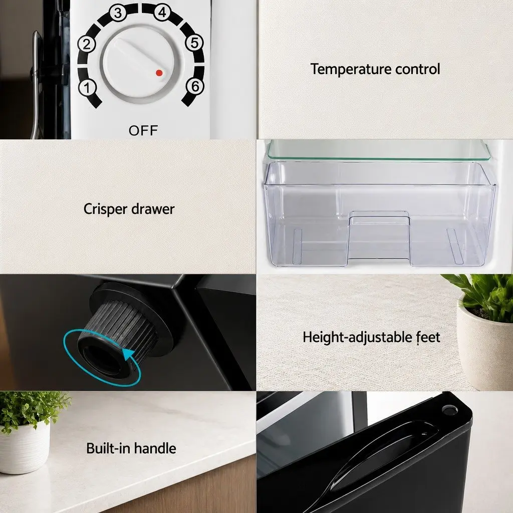 95L Portable Bar Fridge Compact Cooler Adjustable Temperature Black