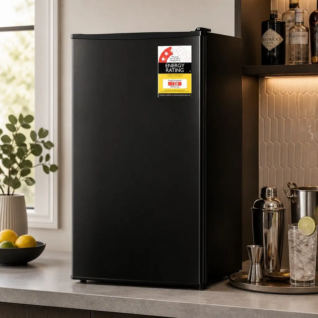 95L Portable Bar Fridge Compact Cooler Adjustable Temperature Black