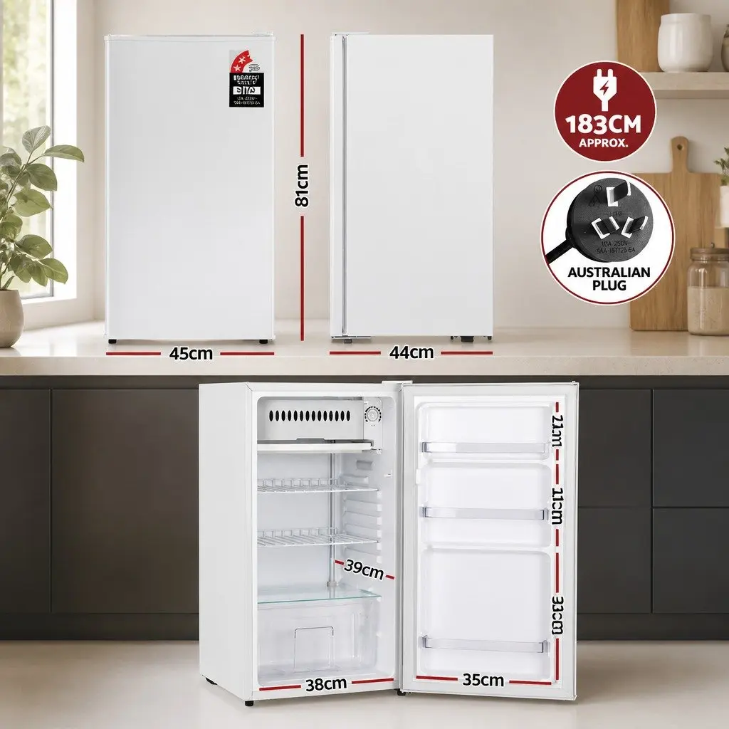 Bar Fridge 95L Portable Compact Cooler Chiller Beverage Refrigerator White
