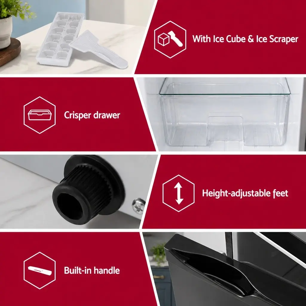 Mini Fridge Freezer Compact Two Door 122L Black