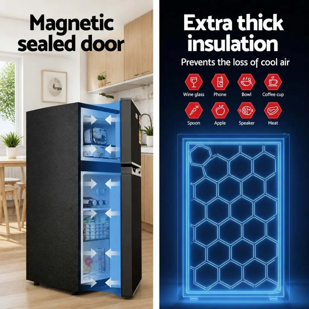 Bar Fridge Mini Freezer 85L Compact Cooling Appliance Twin Temperature Zones Black