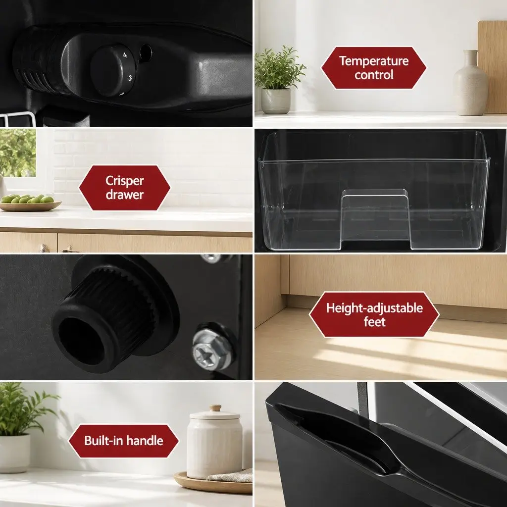 Bar Fridge Mini Freezer 85L Compact Cooling Appliance Twin Temperature Zones Black