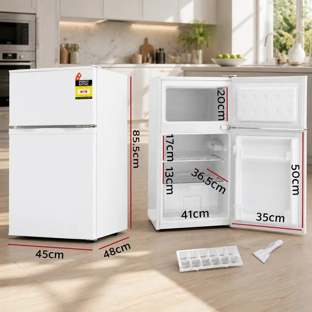 Bar Fridge 85L Mini Freezer Dual Temperature Zone White