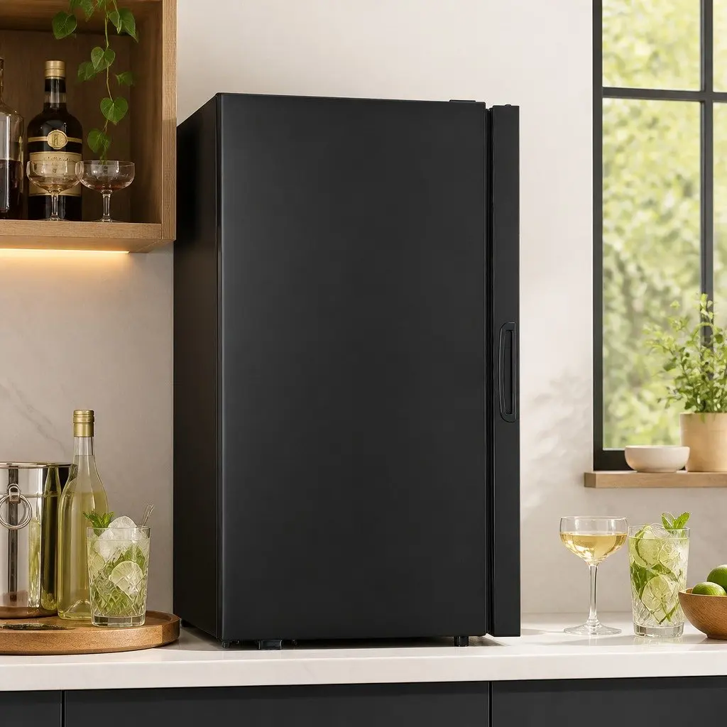 Bar Fridge Beverage Chiller 78L Compact Glass Door Black