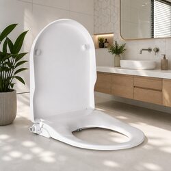 Non Electric Bidet Toilet Seat Cover White Auto Water Wash Dry Self Cleaning
