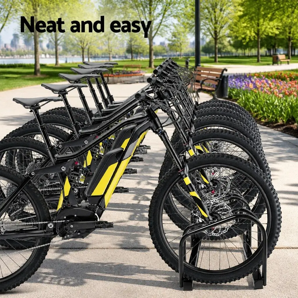 Bicycle Stand Rack 6 Bike Storage Floor Parking Holder Black Freestanding