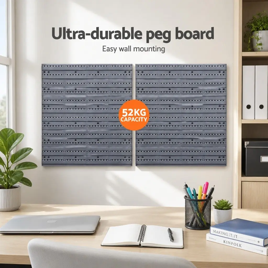 44 Piece Wall Mounted Storage Bin Rack Tool Organizer Detachable Bins Blue or Grey