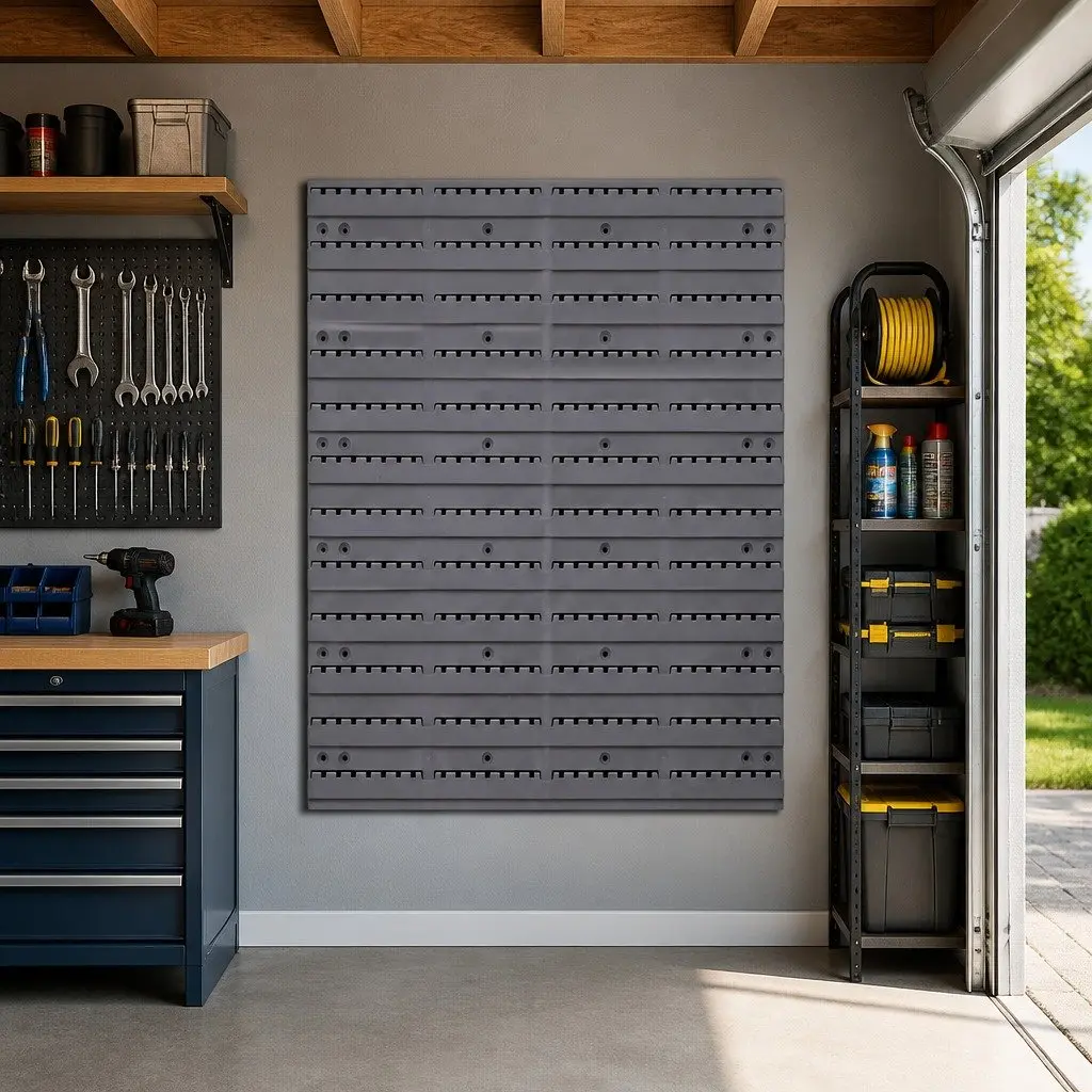 48 Bin Storage Rack Wall Mounted Tool Organizer Garage Steel Pegboard Grey