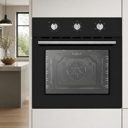 Reliable 60cm Black Electric Wall Oven with 70L Capacity