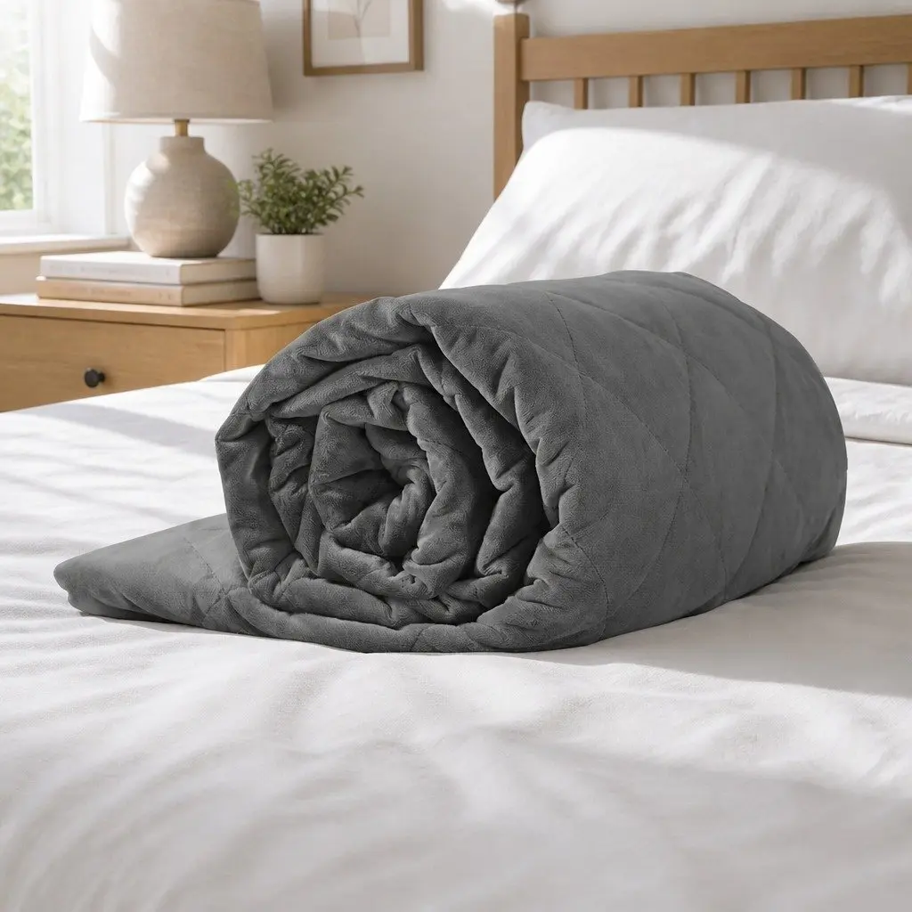 Weighted Blanket Deep Sleep Anxiety Relief 9KG Double Size Grey Cotton