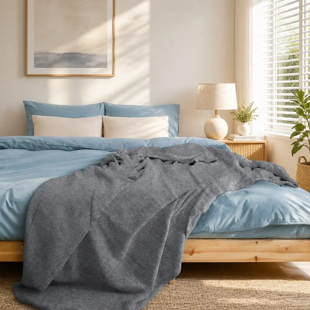 Cooling Blanket Summer Lightweight Breathable Double-Sided Grey Small