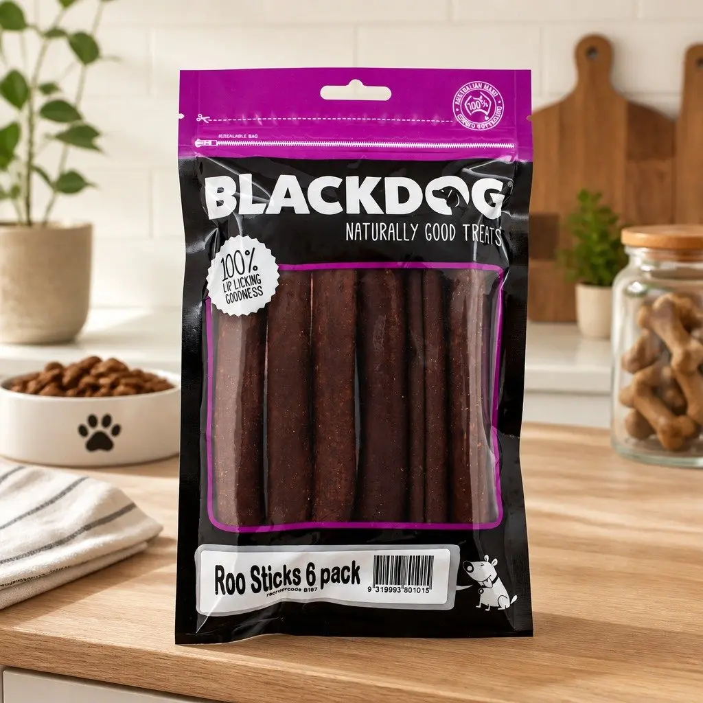 Roo Sticks Dog Treats 6 Pack Natural Kangaroo Meat Chewy High Protein Low Fat
