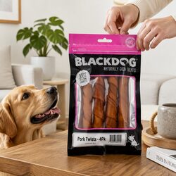Natural Chewy Pork Twists for Dogs, 4 Pack