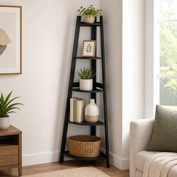 Reliable 5-Tier Corner Shelf in Black Finish
