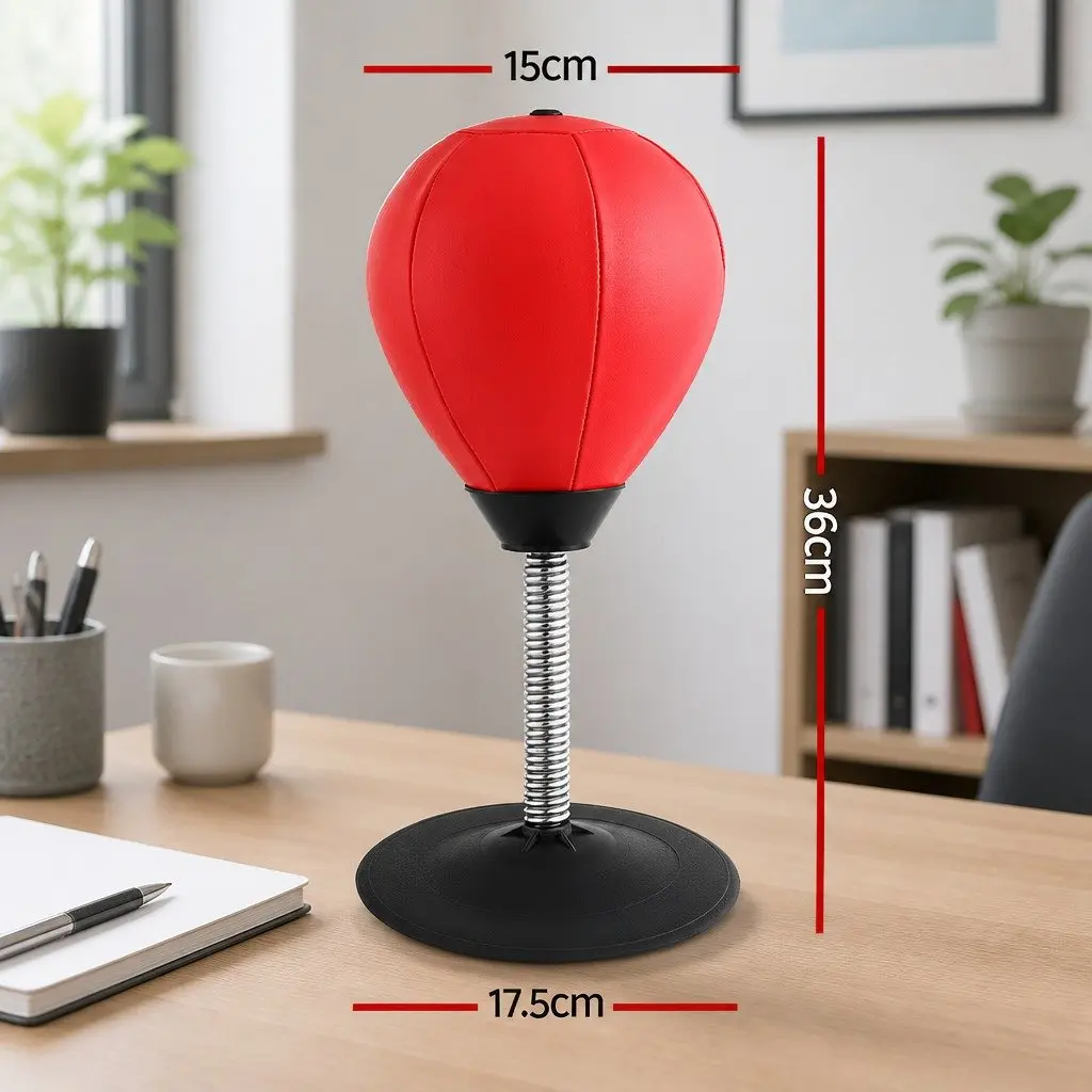 Desktop Punching Bag Stand with Speed Ball Swivel Pump Red Home Office Fitness