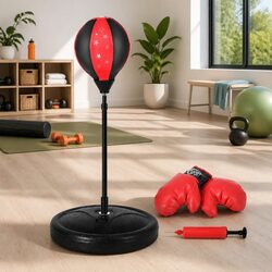 Kids Boxing Bag Stand Set Height Adjustable Freestanding Punching Bag with