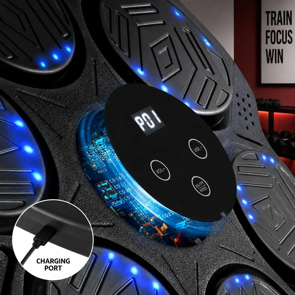 Wall-Mounted Electronic Boxing Machine Training LED Display Black 40cm